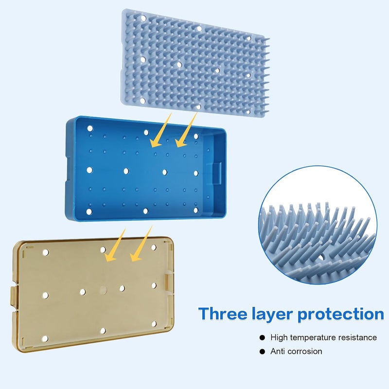 EustomA Autoclavable Instruments Sterilization Tray Case Plastic with Silicone Mat Storage Box S/M/L Size for Instruments/Tools (L) - Image 4